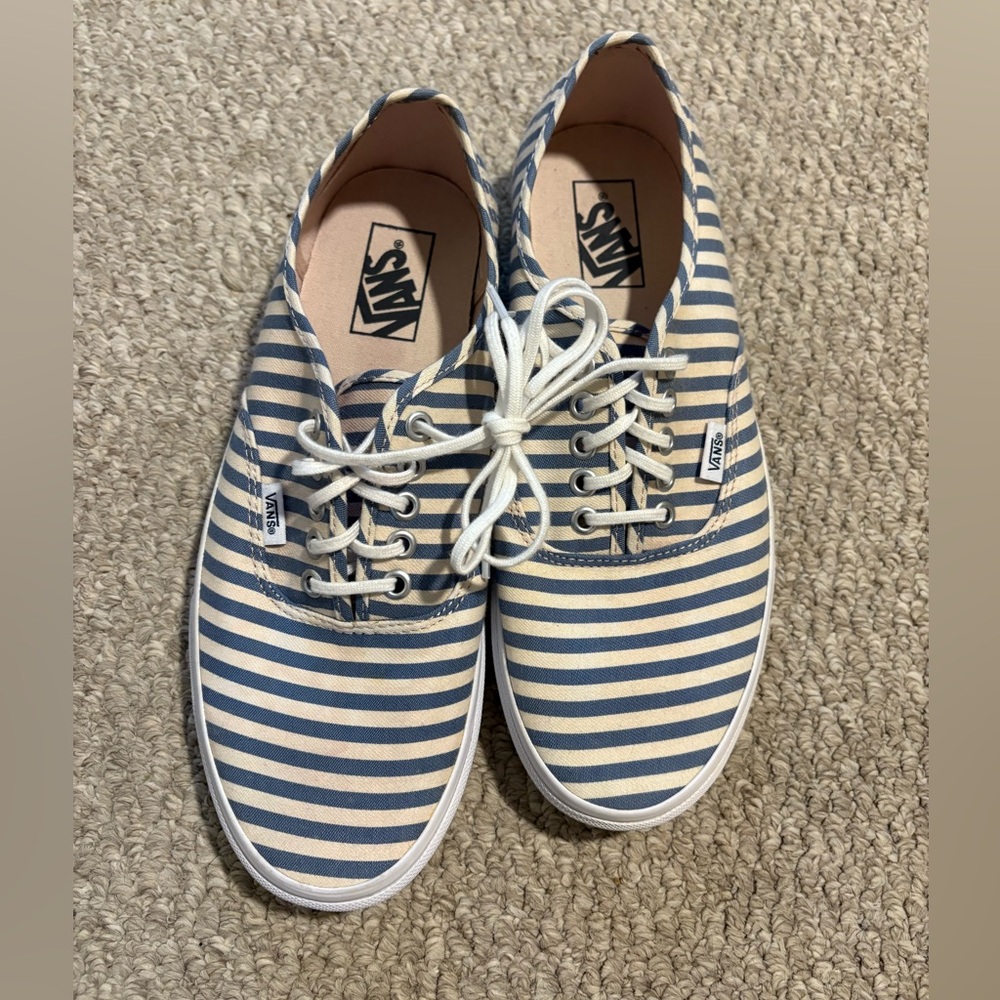 Vans Blue and White Striped Sneakers